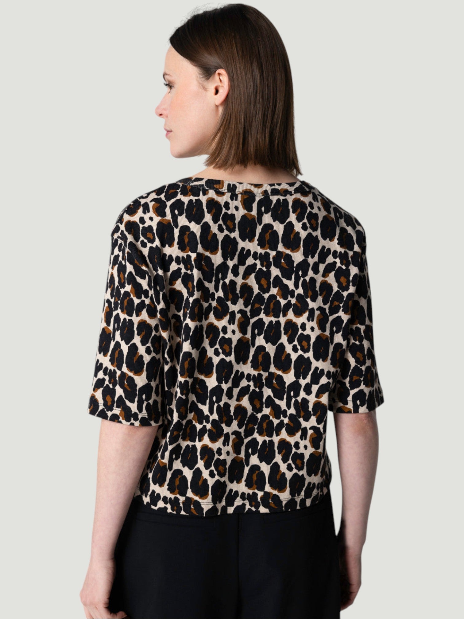 Leopard Round-Neck Short-Sleeve Cotton T-Shirt - Ecru Chine-XS-MAJESTIC TEES-Levy's Clothier