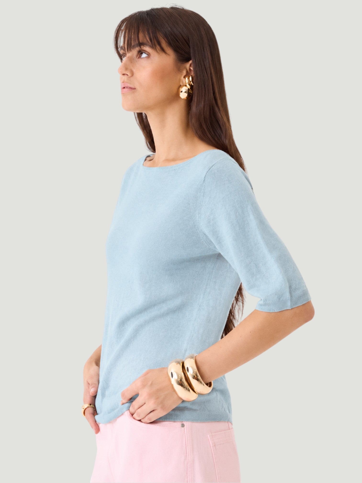 Linen Knit Elbow Sleeve Boatneck - Bleu Calanques-XS-MAJESTIC INTL.-Levy's Clothier