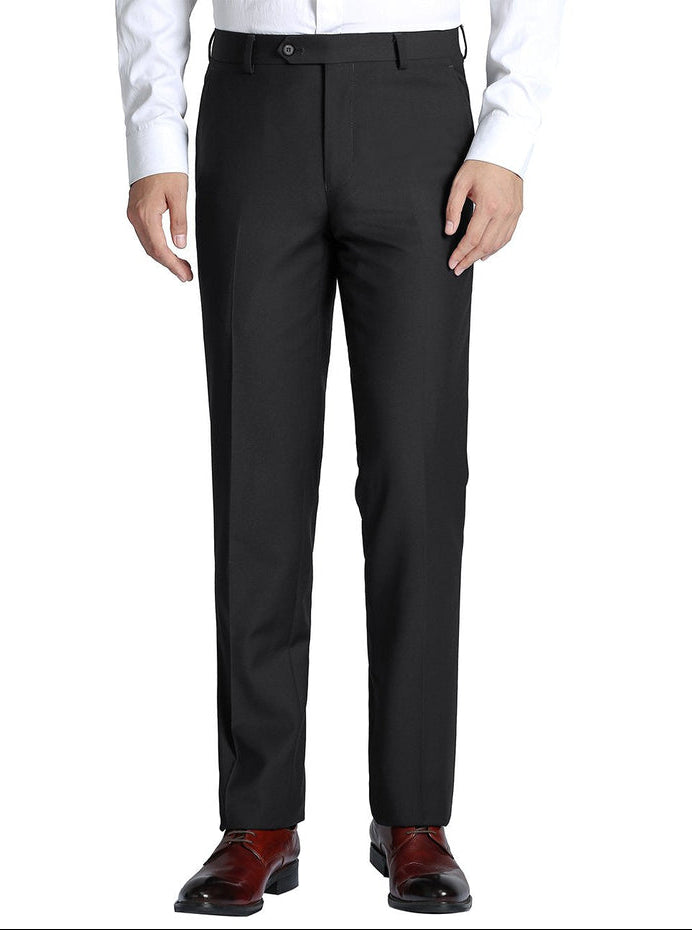 Men's Regular Fit Flat Front Wool Suit Pant