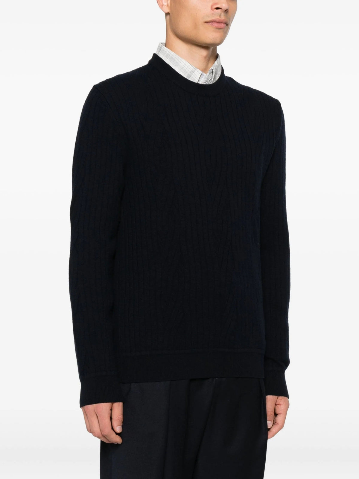 Ribbed Wool-Cashmere Blend Sweater - Midnight