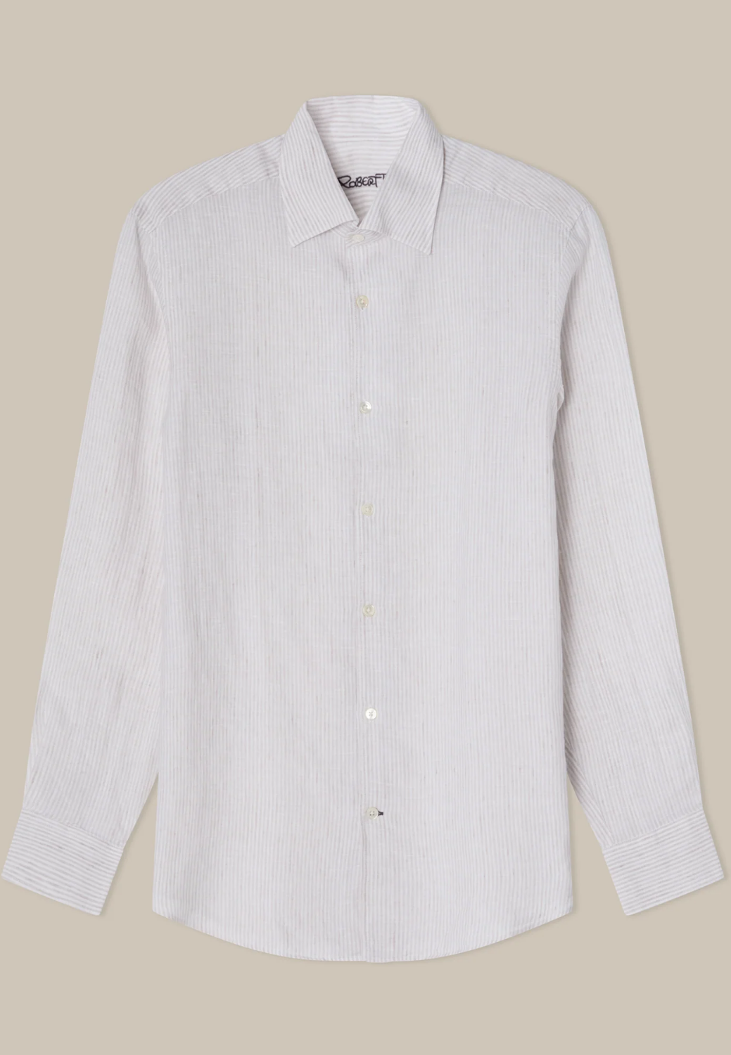 Morgan Medium Stripe Linen Shirt-S-GRAY-ROBERT TALBOTT-Levy's Clothier