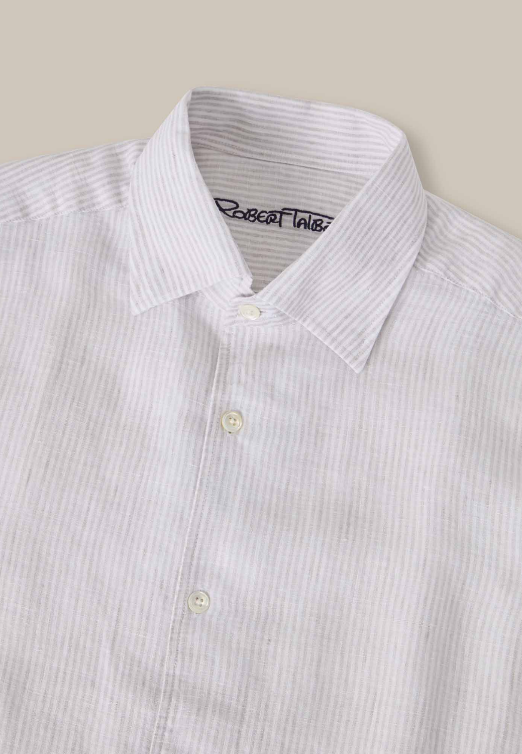 Morgan Medium Stripe Linen Shirt-S-GRAY-ROBERT TALBOTT-Levy's Clothier