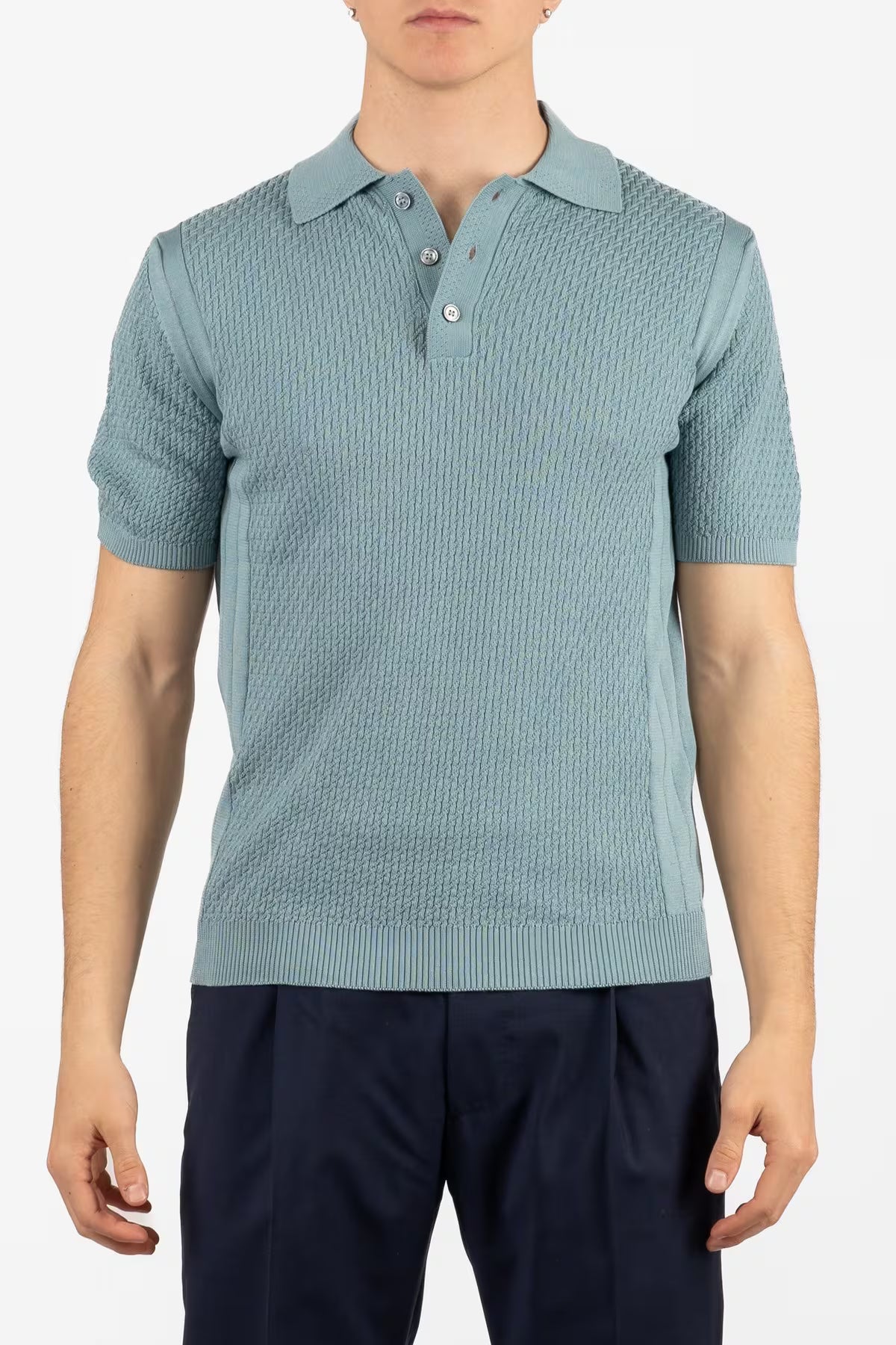 Cotton Jacquard Polo Shirt-M-GREEN-DANIELE FIESOLI-Levy's Clothier