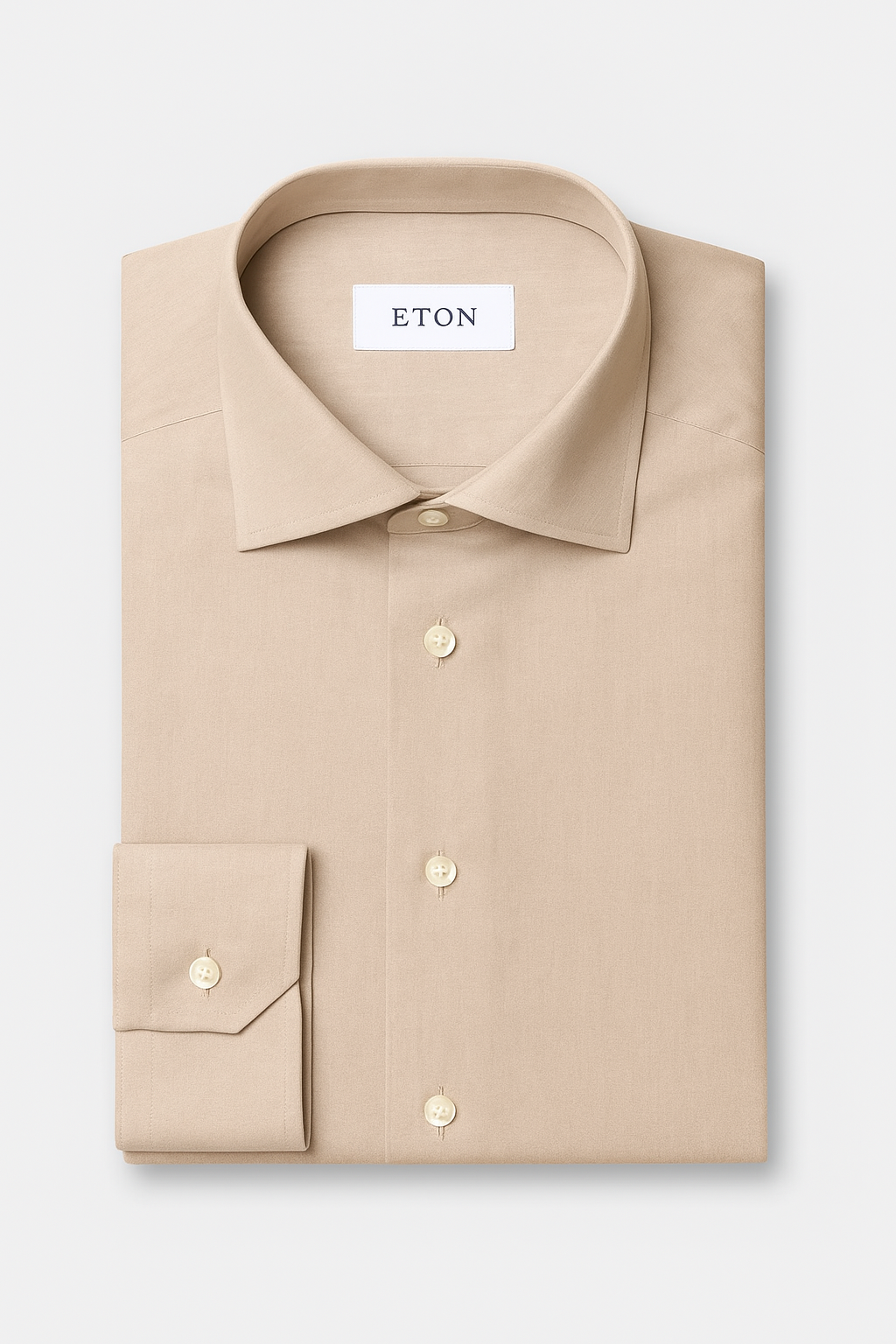 Contemporary Solid Twill Shirt - Beige