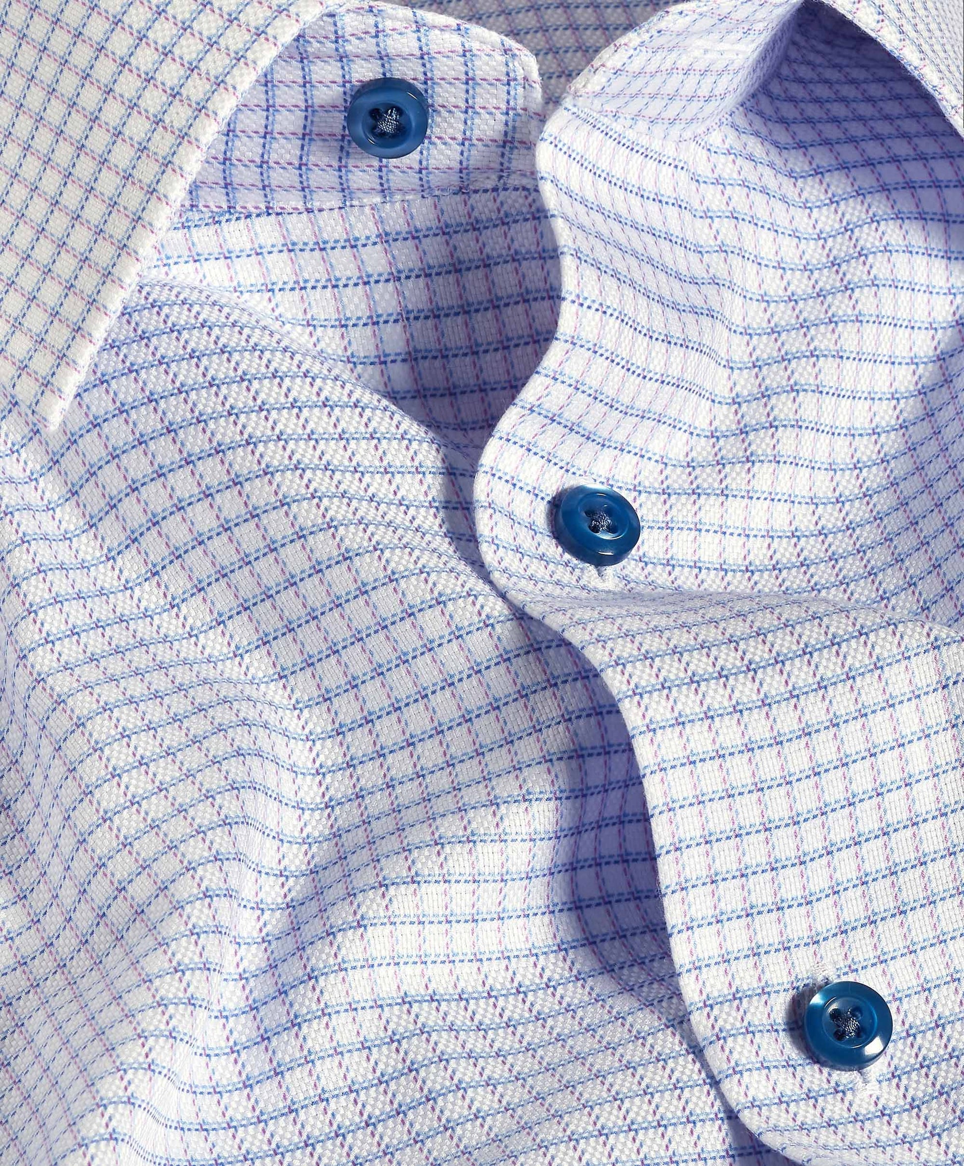 White & Berry Dobby Check Dress Shirt-15.5-White/Berry-DAVID DONAHUE-Levy's Clothier